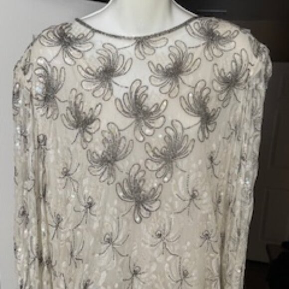 SCALA 100% Rayon Beaded Sequined Tiered Tea/cocktail length dress - Picture 3 of 7